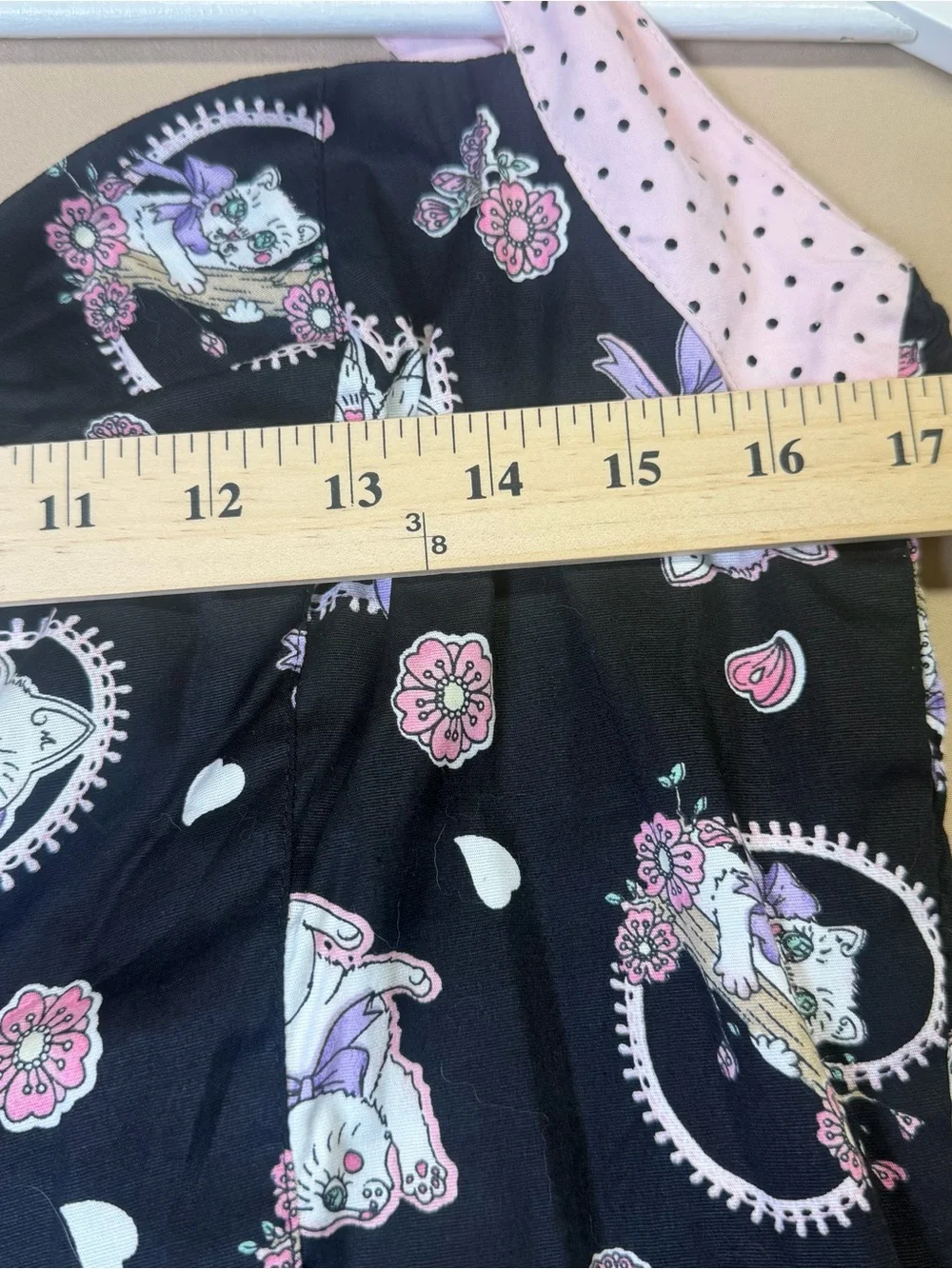 Hell Bunny Black Swing Dress with Pink and Cream Heart Motif